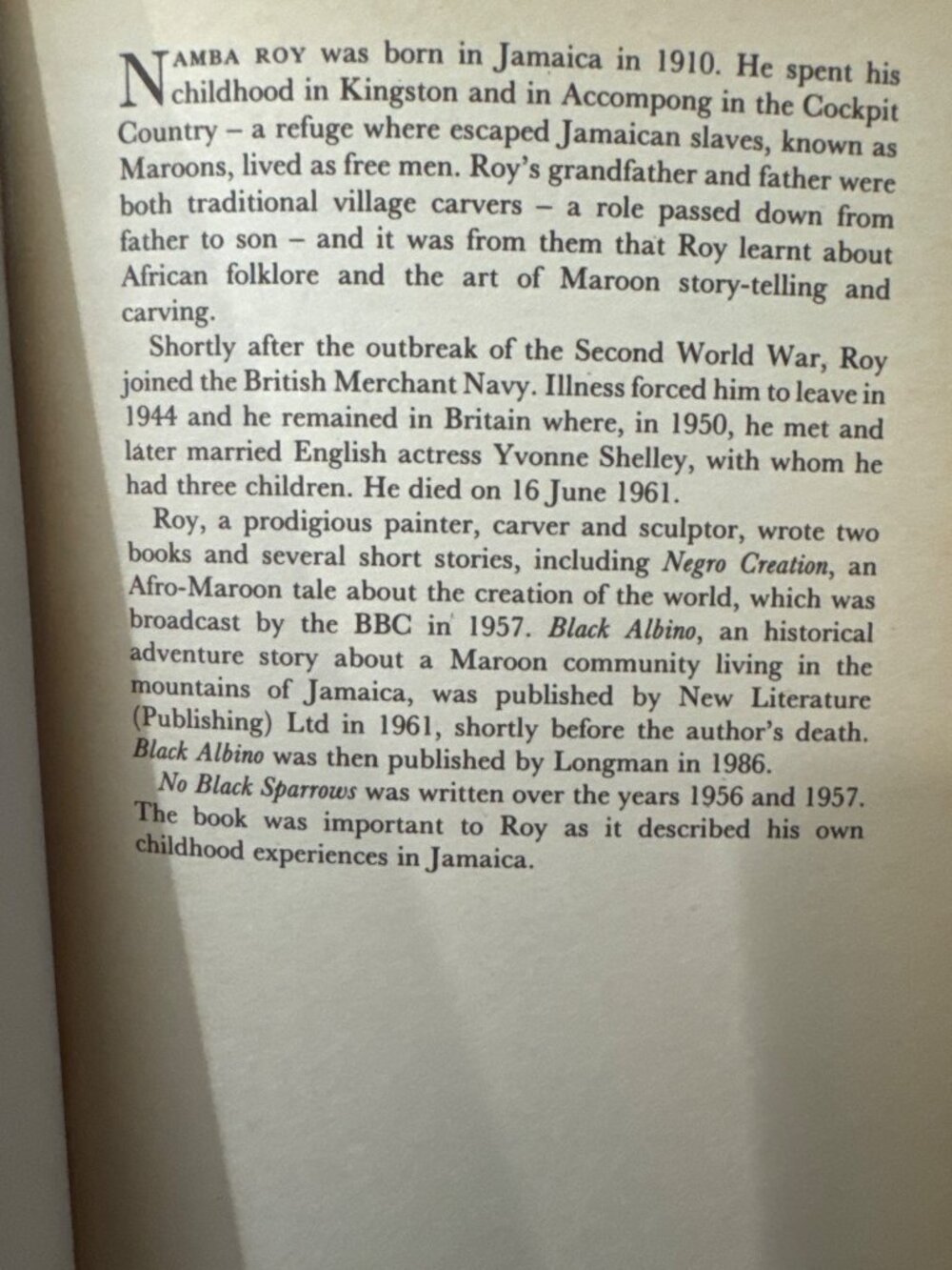 No Black Sparrows Namba Roy SC 1989 Edited by Jacqueline Roy Heinemann - Picture 2 of 10